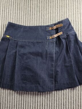 Vtg Todd Oldham Pleated Mini Jean Skirt Kilt 90's Grunge Alternative EUC Sz Sm-M